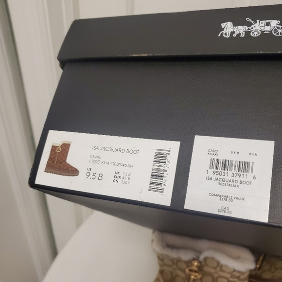 NIB Coach Brown Jacquard Winter Fur Lined Boots Size 9.5, Retail $278.00 - Picture 9 of 15